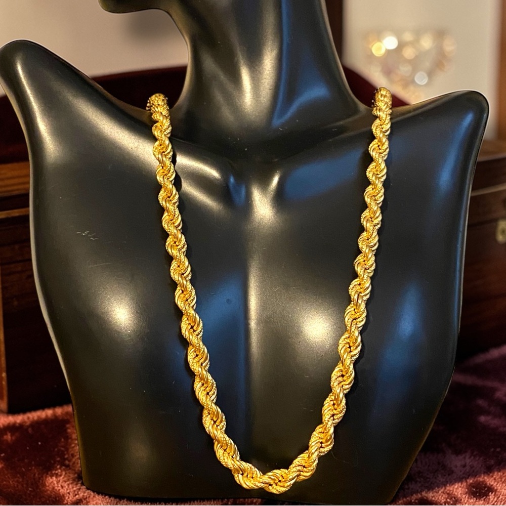 Estate 18k 750 Italian Solid Yellow Gold 7mm Rope Chain 20” Necklace!